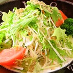 Radish, mizuna and fried jaco salad