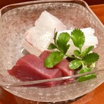 銀座 しのはら - お造り：鮪 平目 あおりいか 浜豆腐