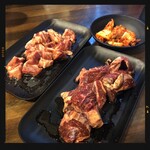 七輪焼肉 安安 - ハラミ ・中落ちカルビ・キムチ