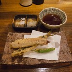 Noge Josui - ♦︎選べる定食セット　¥968
      (本日の魚は真鰯の天婦羅)
      ※ご飯は付いてません。副菜を3点選べます。
