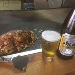 お好み焼みよし - 三津浜焼き¥600と瓶ビール¥550。