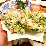 魚市場 小松 - ふきのとうとエビの天ぷら