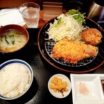 豊か - ローストンカツ定食+メンチカツ