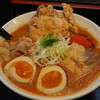 辛口肉ソバ ひるドラ - 料理写真:①辛口肉ソバ味噌＆味玉＆カラアゲ