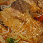 辛口肉ソバ ひるドラ - ①辛口肉ソバ味噌（厚切バラチャーシュー）