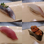 立喰寿司函太郎 - 真あじ･真鯛昆布〆･本まぐろとろ･生うに