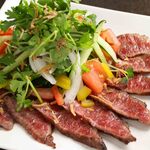 Seared Japanese black beef with aromatic vegetables