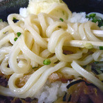 手打うどん くうかい - 「肉ぶっかけ（ひやあつ・中）」手打ちの麺