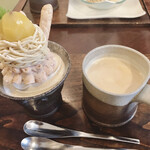 和栗や - モンブランデセル 茎ほうじ茶ラテセット(1273円＋税)