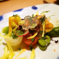 ル ポタジェ - グリーンアスパラとホタルイカの軽いスモーク