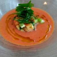 サラマンジェ ド ヨシノ - 【麗夏トマト】のガスパチョ　繊細で穏やかな酸味と自然な甘み　サザエがゴロゴロ♡