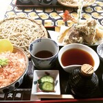 Teuchi Soba Yuukyuu An - 天もりそば＋わさびご飯　¥1,300+250-