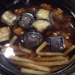 本格手打うどん 大河 - 鶏そぼろと茄子のつけめん（つけダレ）