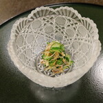 三友居 - 鱧皮、キュウリ