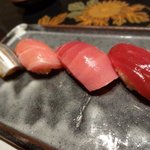 鮨おばな - 2皿目の4貫（小肌、赤身、中トロ、大トロ）