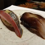 鮨おばな - 3皿目の2貫（鯵と鳥貝）