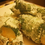 割烹 喜作 - 24年5月　揚物　帆立真薯　大葉巻き　天つゆで