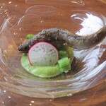 祇園 Abbesses - 稚鮎のフリット スナップエンドウのソース