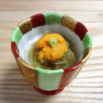 日本料理 さがら - 生湯葉と丸ナスの素麺（ウニのせ）