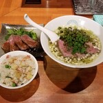 麺屋 六感堂 - ラム&ピースヌードル＋グリンピジャカベー炊込みご飯＋ラムロースト