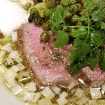 麺屋 六感堂 - ラム&ピースヌードル (焼きグリーンピース清湯)