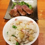 麺屋 六感堂 - グリンピジャカベー炊込みご飯＋ラムロースト