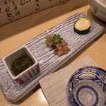 居酒屋割烹 ほたる - 突き出し　ぎばさ /ほたて/ズッキーニ