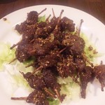 刀削麺酒家 - 串刺し羊肉のシルクロードスパイス炒め