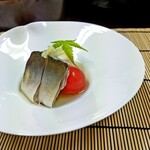 Mikadoya - 鮎昆布〆、胡瓜、山芋、トマト