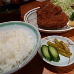 野風増 - 中伊豆の米、山葵に胡瓜　(ロースかつ定食1,200円)