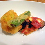 ラ･マンチーナ - 花ズッキーニのフリット、カポナータ添え