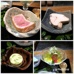 大どころ - ＊「かみまぐろ（上五島）の軽いスモーク」・・中トロのような味わいで脂がのり美味。 かみまぐろの説明：『上五島周辺では、2008年よりデリケートで養殖が難しいとされるクロマグロの養殖を行い、安心・安全のため徹底した飼育管理と衛生管理で育てられた、高品質なまぐろ』 ＊石鯛の白子・・クリーミーでとても美味しい。 ＊枝豆のチーズ寄せ ＊夏野菜のジュレがけ・・少し酸味のあるジュレがお野菜に合います。