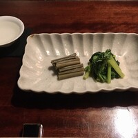 蕎麦懐石 無庵 - 蕨と葉山葵のおひたし