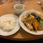 南海飯店 - かたい焼ソバ＋ライス