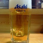 Tenshichi - まずは、生ビール５５０円からのスタートです。 ここは、アサヒの生ですよ。 ぶふぁ～、旨い！！