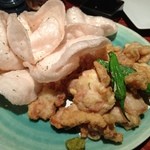 さば銀 - 大分とり天ゆず胡椒添えとえびせん