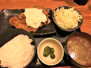 焼鳥 水炊き ふくの鳥 - 200609火　東京　焼鳥 水炊き ふくの鳥 馬喰横山店　タツタルチキン南蛮定食850円