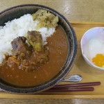 道の駅 湯の川 - 出西生姜カレー750円＋温泉卵60円