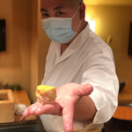 登喜和鮨 - 佐渡産天然虎河豚白子漬自家製カラスミ