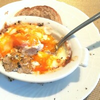 La Brianza - 田中農園の健康卵の黄身色が素晴らしくて、いつも混ぜ始めた後に2度目の写メ。味わいの濃さが、色味にも表れているわね～　何回食べても飽きない、また食べたくなります。