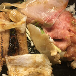 笹巻けぬきすし総本店 - 三色丼のアップ