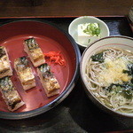 Naniwaya - 焼き鯖寿司定食（温かいそば）