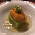 御料理 寺沢 - 羽立の海胆とうすい豆豆腐