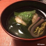 御料理 寺沢 - 甘鯛の桜餅と蕨と若芽の椀物