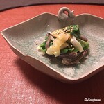 御料理 寺沢 - 薇と青菜の黄身酢掛け