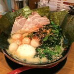 泡家系ラーメン酒場 Shinzan - R.1.9.26.昼 神山スペシャル醤油ラーメン 900円税込・TPほうれん草 +150円税込・TPうずら +150円税込