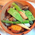 デュボワ - 鶏砂肝のコンフィと色々野菜のソテー900円