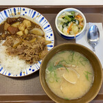 Sukiya - 牛あいがけカレー♬ミニ 590円
                        あさり汁おしんこセット260円