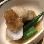 温石 - メバルの唐揚げ。オクラと茄子