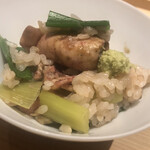 温石 - 麦イカと葉葱の炊き込み後hん